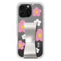 スリムプロテクションケース - STAND & RING RIBBON Silver［ 内藤ルネ - RUNE Flower - Pink ］