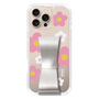 スリムプロテクションケース - STAND & RING RIBBON Silver［ 内藤ルネ - RUNE Flower - Pink ］