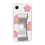 スリムプロテクションケース - STAND & RING RIBBON Silver［ 内藤ルネ - RUNE Flower - Pink ］
