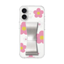スリムプロテクションケース - STAND & RING RIBBON Silver［ 内藤ルネ - RUNE Flower - Pink ］