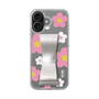 スリムプロテクションケース - STAND & RING RIBBON Silver［ 内藤ルネ - RUNE Flower - Pink ］
