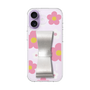 スリムプロテクションケース - STAND & RING RIBBON Silver［ 内藤ルネ - RUNE Flower - Pink ］
