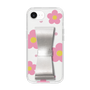 スリムプロテクションケース - STAND & RING RIBBON Silver［ 内藤ルネ - RUNE Flower - Pink ］