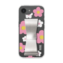スリムプロテクションケース - STAND & RING RIBBON Silver［ 内藤ルネ - RUNE Flower - Pink ］