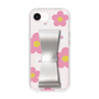 スリムプロテクションケース - STAND & RING RIBBON Silver［ 内藤ルネ - RUNE Flower - Pink ］