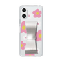 スリムプロテクションケース - STAND & RING RIBBON Silver［ 内藤ルネ - RUNE Flower - Pink ］