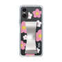 スリムプロテクションケース - STAND & RING RIBBON Silver［ 内藤ルネ - RUNE Flower - Pink ］