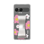 スリムプロテクションケース - STAND & RING RIBBON Silver［ 内藤ルネ - RUNE Flower - Pink ］