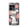 スリムプロテクションケース - STAND & RING RIBBON Silver［ 内藤ルネ - RUNE Flower - Pink ］