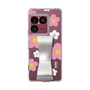 スリムプロテクションケース - STAND & RING RIBBON Silver［ 内藤ルネ - RUNE Flower - Pink ］