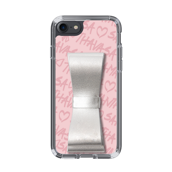 スリムプロテクションケース - STAND & RING RIBBON Silver［ Samantha Thavasa - スクリッタ - ピンク ］