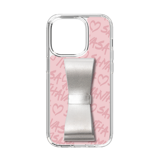 スリムプロテクションケース - STAND & RING RIBBON Silver［ Samantha Thavasa - スクリッタ - ピンク ］