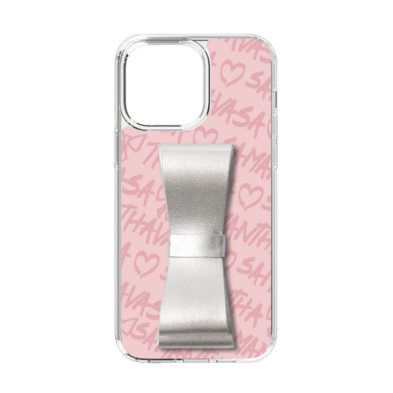 スリムプロテクションケース - STAND & RING RIBBON Silver［ Samantha Thavasa - スクリッタ - ピンク ］
