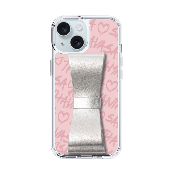 スリムプロテクションケース - STAND & RING RIBBON Silver［ Samantha Thavasa - スクリッタ - ピンク ］