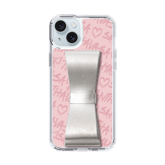 スリムプロテクションケース - STAND & RING RIBBON Silver［ Samantha Thavasa - スクリッタ - ピンク ］