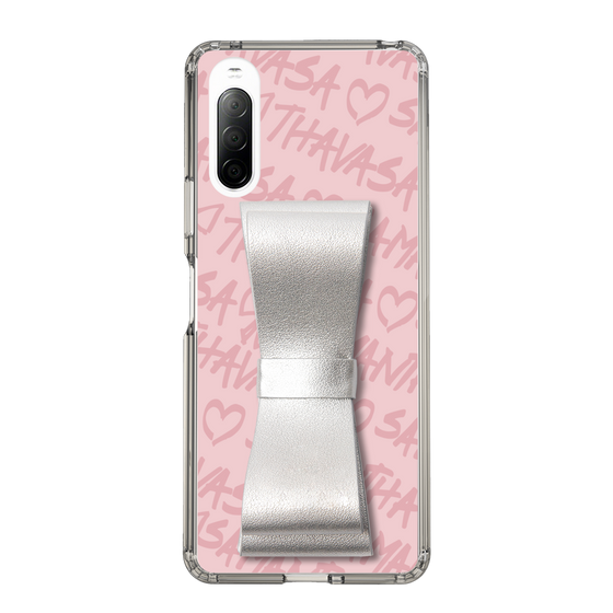 スリムプロテクションケース - STAND & RING RIBBON Silver［ Samantha Thavasa - スクリッタ - ピンク ］