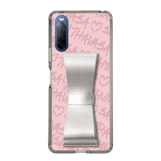 スリムプロテクションケース - STAND & RING RIBBON Silver［ Samantha Thavasa - スクリッタ - ピンク ］