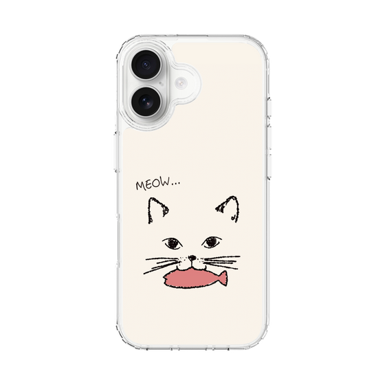 スリムプロテクションケース［ 食いしん坊なねこ - White ］