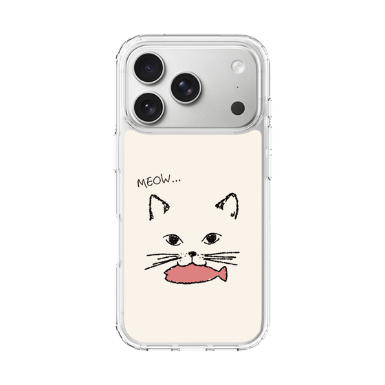 スリムプロテクションケース［ 食いしん坊なねこ - White ］