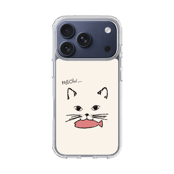 スリムプロテクションケース［ 食いしん坊なねこ - White ］