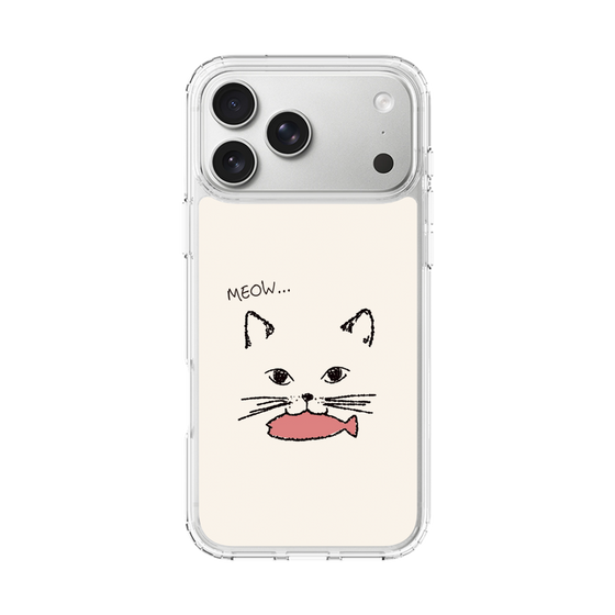 スリムプロテクションケース［ 食いしん坊なねこ - White ］