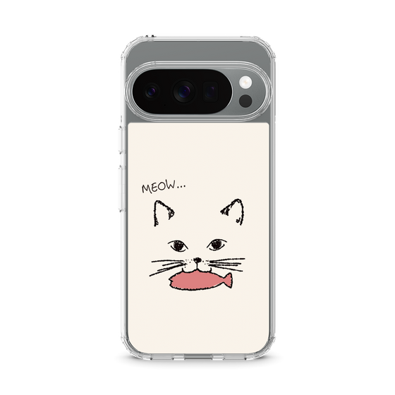 スリムプロテクションケース［ 食いしん坊なねこ - White ］