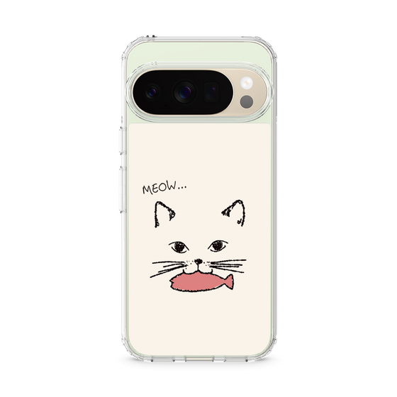 スリムプロテクションケース［ 食いしん坊なねこ - White ］