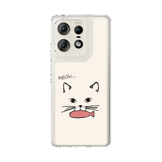 スリムプロテクションケース［ 食いしん坊なねこ - White ］
