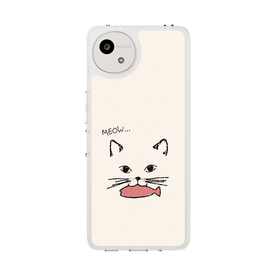 スリムプロテクションケース［ 食いしん坊なねこ - White ］