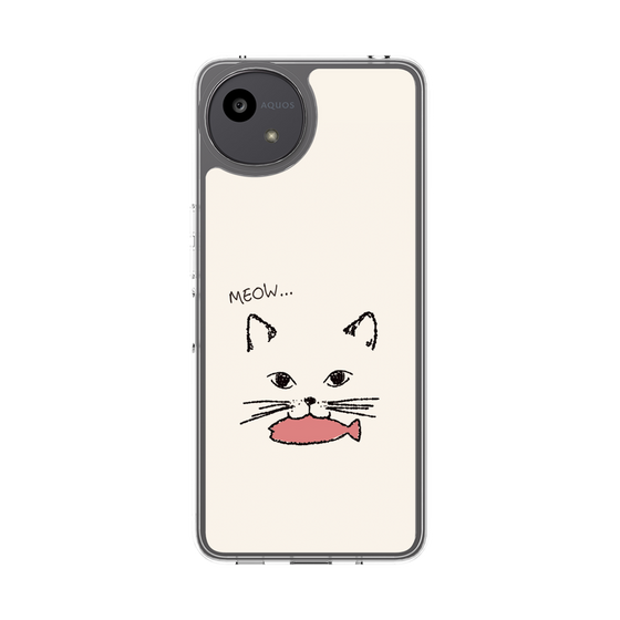 スリムプロテクションケース［ 食いしん坊なねこ - White ］