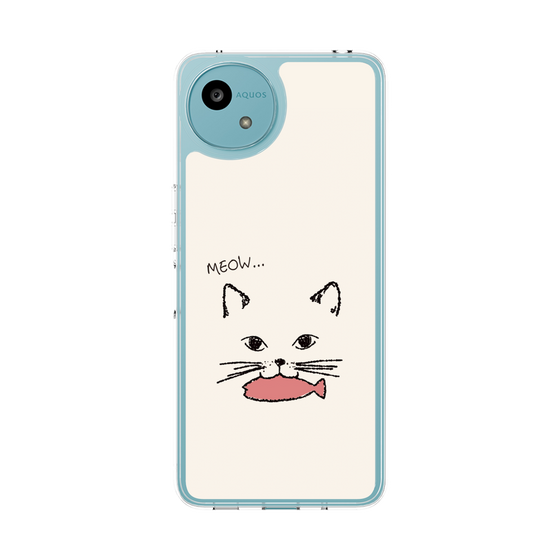 スリムプロテクションケース［ 食いしん坊なねこ - White ］