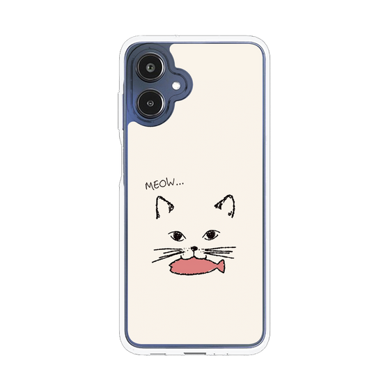 スリムプロテクションケース［ 食いしん坊なねこ - White ］
