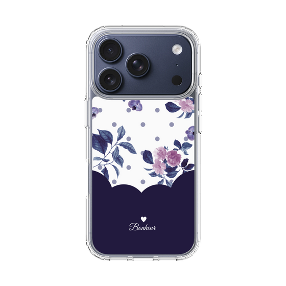 スリムプロテクションケース［ ツインドットフラワー - Navy ］