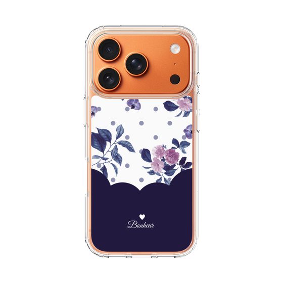 スリムプロテクションケース［ ツインドットフラワー - Navy ］