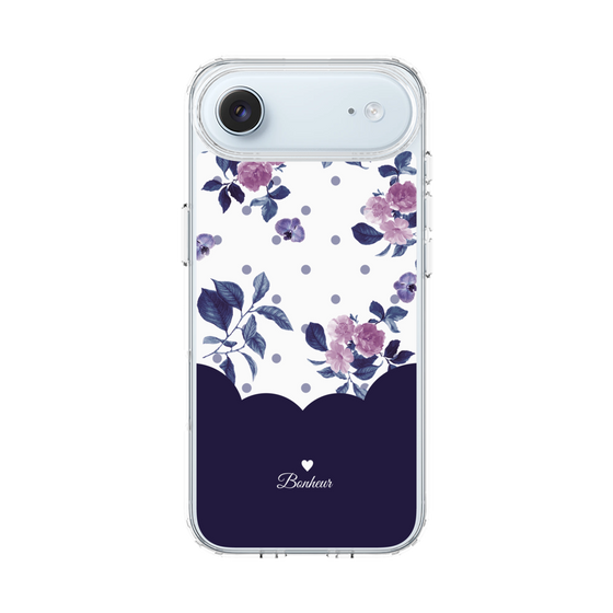 スリムプロテクションケース［ ツインドットフラワー - Navy ］