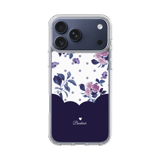 スリムプロテクションケース［ ツインドットフラワー - Navy ］