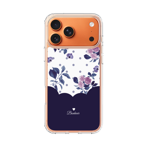 スリムプロテクションケース［ ツインドットフラワー - Navy ］
