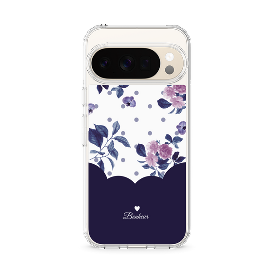 スリムプロテクションケース［ ツインドットフラワー - Navy ］
