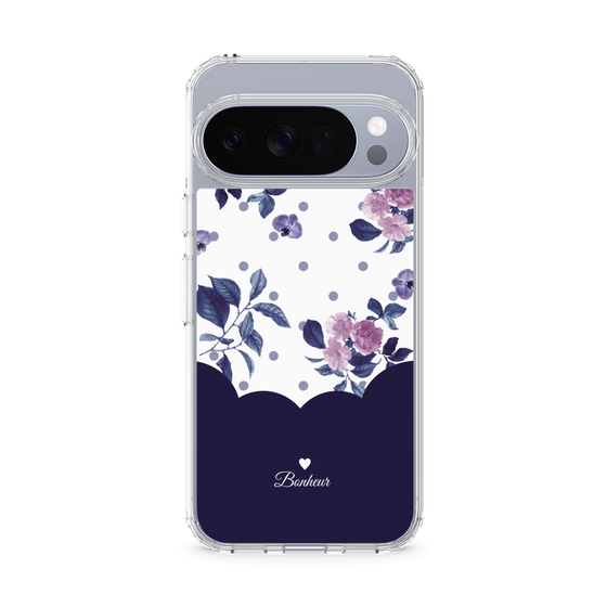 スリムプロテクションケース［ ツインドットフラワー - Navy ］