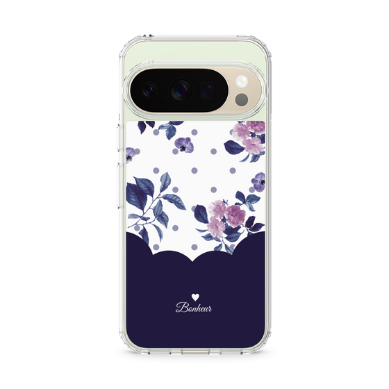 スリムプロテクションケース［ ツインドットフラワー - Navy ］