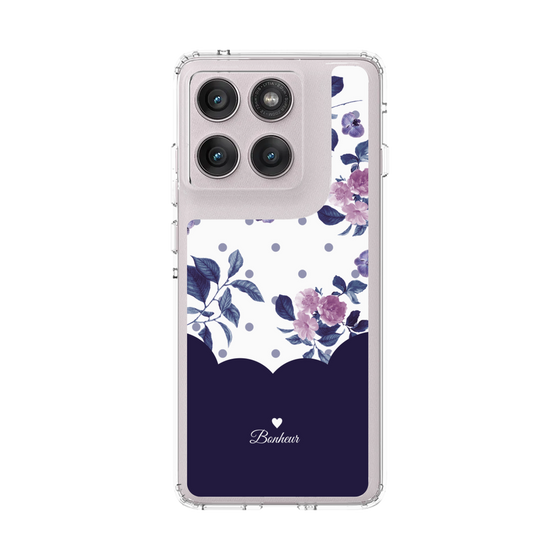 スリムプロテクションケース［ ツインドットフラワー - Navy ］