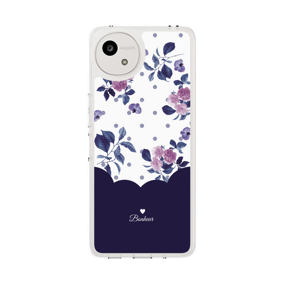 スリムプロテクションケース［ ツインドットフラワー - Navy ］