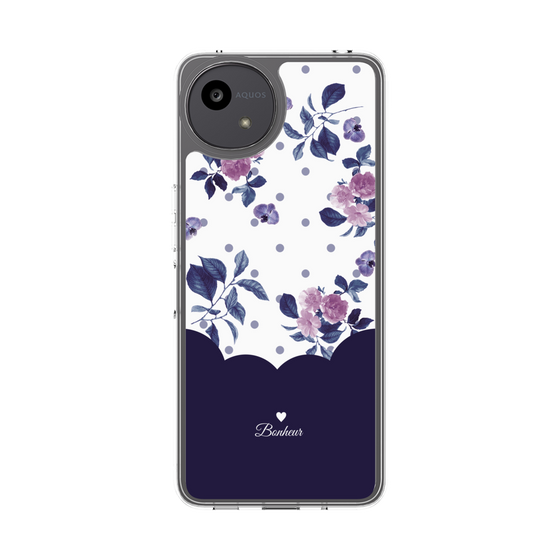 スリムプロテクションケース［ ツインドットフラワー - Navy ］