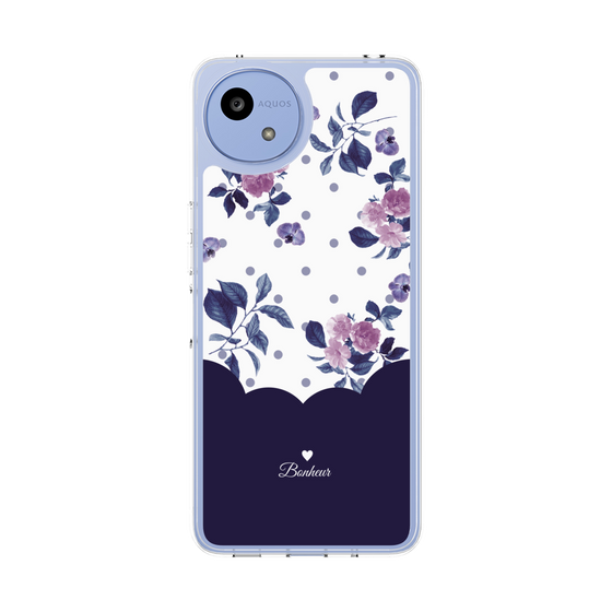 スリムプロテクションケース［ ツインドットフラワー - Navy ］