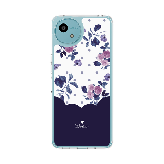 スリムプロテクションケース［ ツインドットフラワー - Navy ］