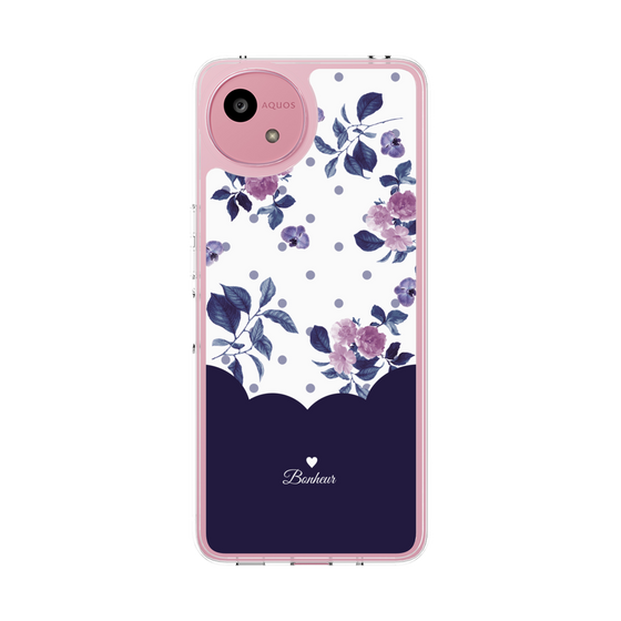 スリムプロテクションケース［ ツインドットフラワー - Navy ］