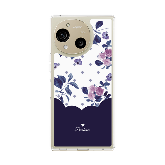 スリムプロテクションケース［ ツインドットフラワー - Navy ］