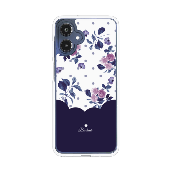 スリムプロテクションケース［ ツインドットフラワー - Navy ］
