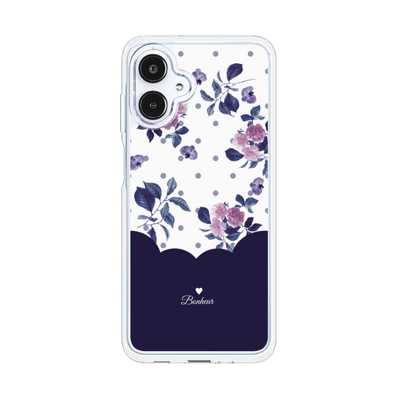 スリムプロテクションケース［ ツインドットフラワー - Navy ］