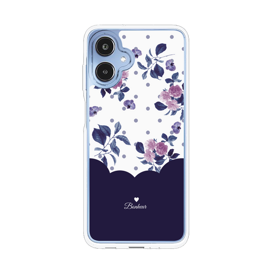 スリムプロテクションケース［ ツインドットフラワー - Navy ］
